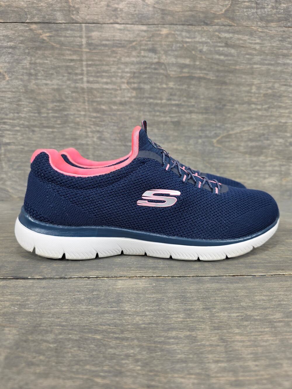 Skechers Summits Cool Classic Navy Pink Slip On Sneakers Women's Size 11